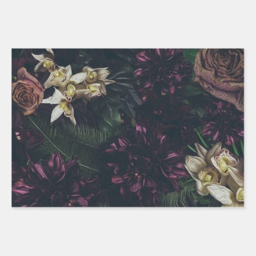 Moody exotic floral wrapping paper