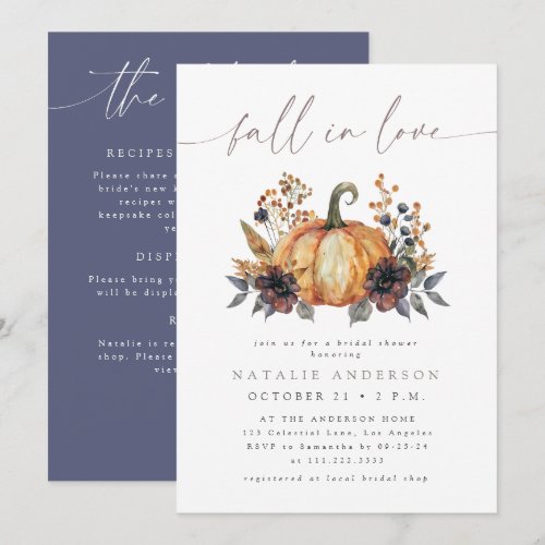 Moody Fall Floral All in One Bridal Shower Invitation