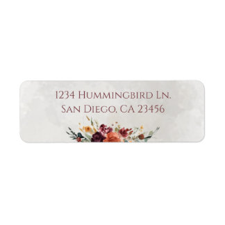 Moody Fall Floral Bouquet Return Address Label