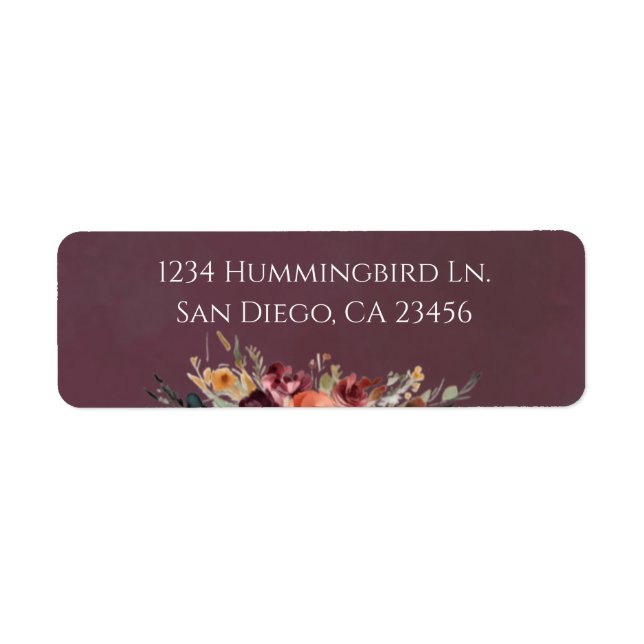 Moody Fall Floral Bouquet Return Address Label (Front)