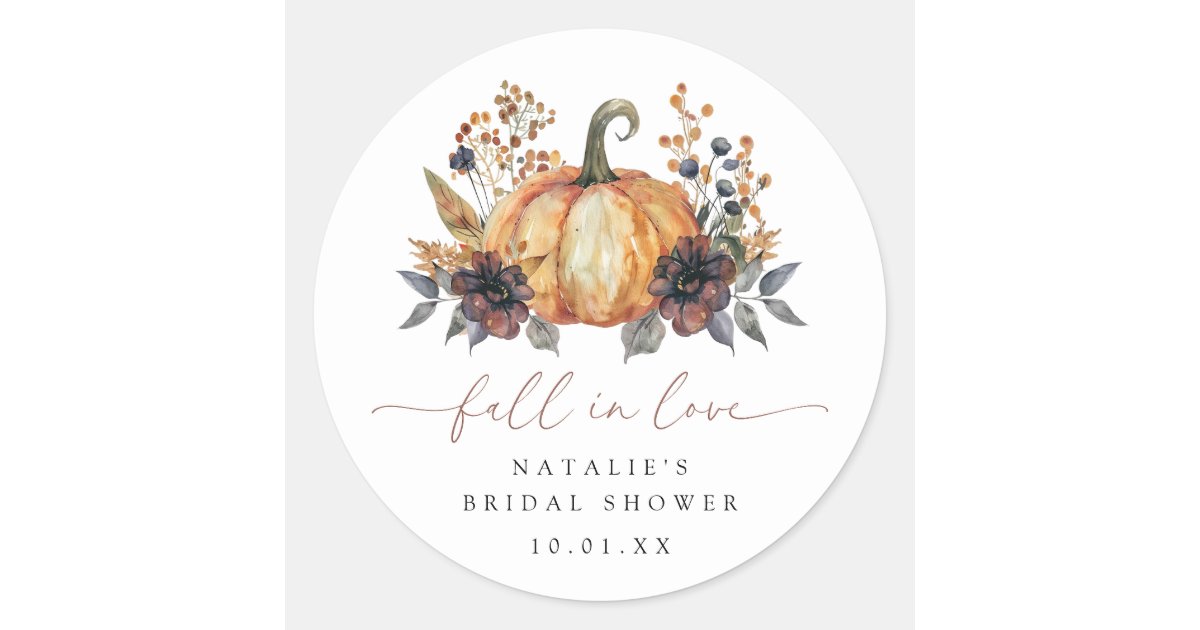 Moody Fall Floral Bridal Shower Classic Round Sticker | Zazzle