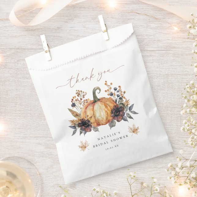 Moody Fall Floral Bridal Shower Favor Bag (Clipped)