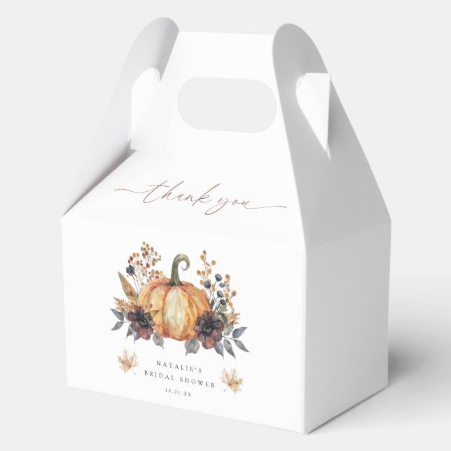 Moody Fall Floral Bridal Shower Favor Boxes (Front)