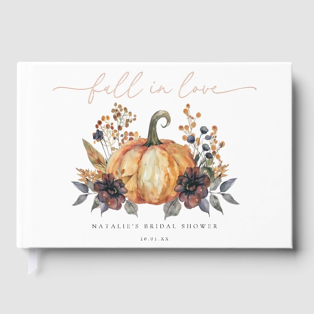 Moody Fall Floral Bridal Shower Foil Guest Book (Front)