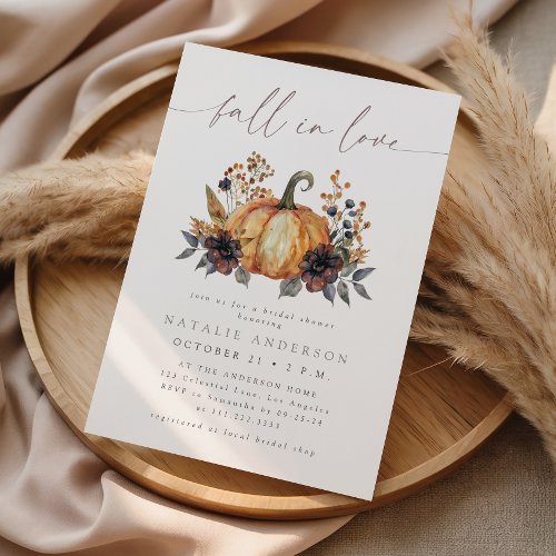 Moody Fall Floral Bridal Shower Invitation