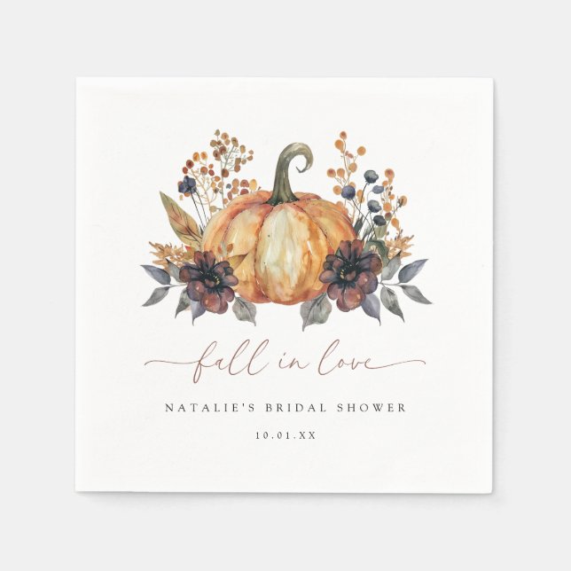 Moody Fall Floral Bridal Shower Napkins (Front)