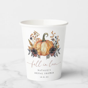 Moody Fall Floral Bridal Shower Paper Cups