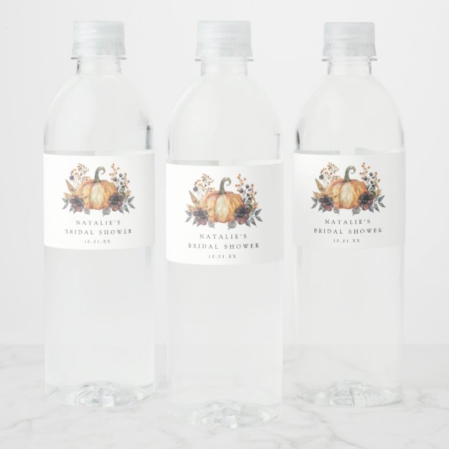 Moody Fall Floral Bridal Shower Water Bottle Label (Bottles)