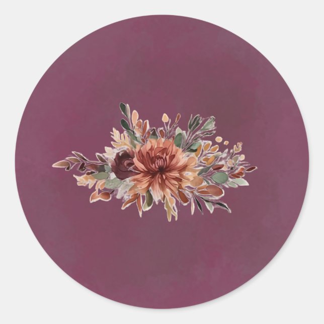 Moody Fall Floral Envelope Seal Sticker  (Front)