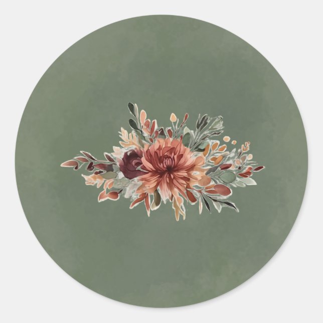 Moody Fall Floral Envelope Seal Sticker (Front)