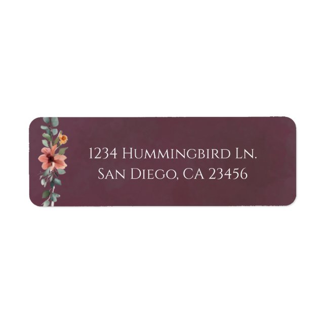 Moody Fall Floral Garland Return Address Label (Front)