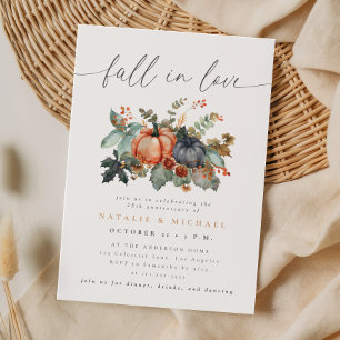 Moody Fall Floral Pumpkin Wedding Anniversary Invitation