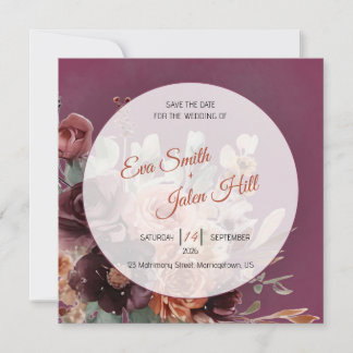 Moody Fall Floral Save the Date Card