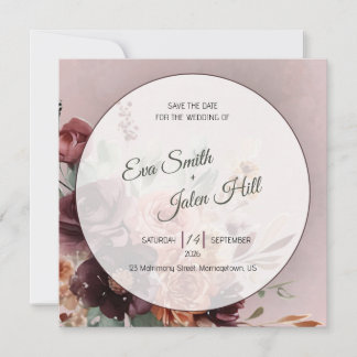 Moody Fall Floral Save the Date Card