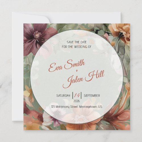 Moody Fall Floral Save the Date Invitation