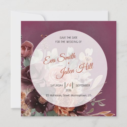 Moody Fall Floral Save the Date Invitation