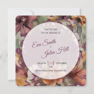 Moody Fall Floral Save the Date Invitation