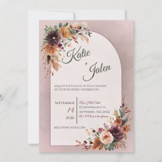 Moody Fall Floral Wedding Invitation