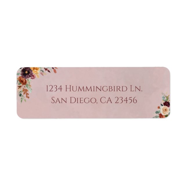 Moody Fall Floral Wedding Return Address Label (Front)