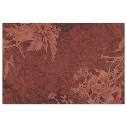 Moody Fall Leaves Dark Terracotta Red Burgundy Art Tissue Paper