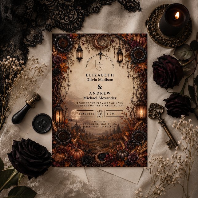 Moody Fall Romance Wedding Invitation (Creator Uploaded)