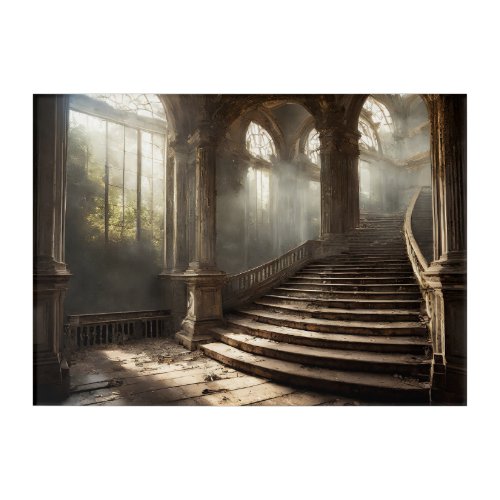Moody Fantasy Abandoned Chateau Grand Staircase Acrylic Print