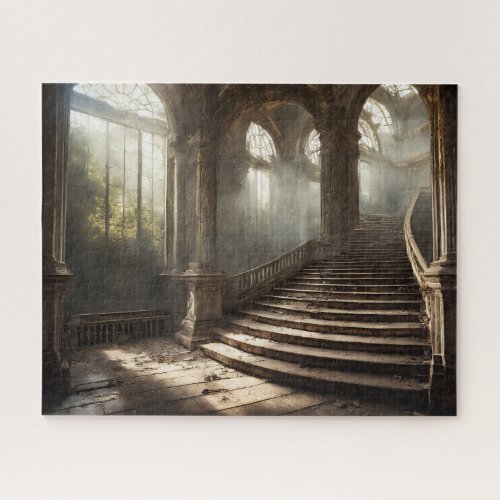 Moody Fantasy Abandoned Chateau Grand Staircase Jigsaw Puzzle