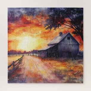 Moody Farm Sunset Jigsaw Puzzle