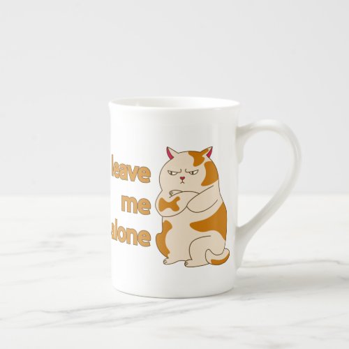 Moody fat cat leave me alone  bone china mug
