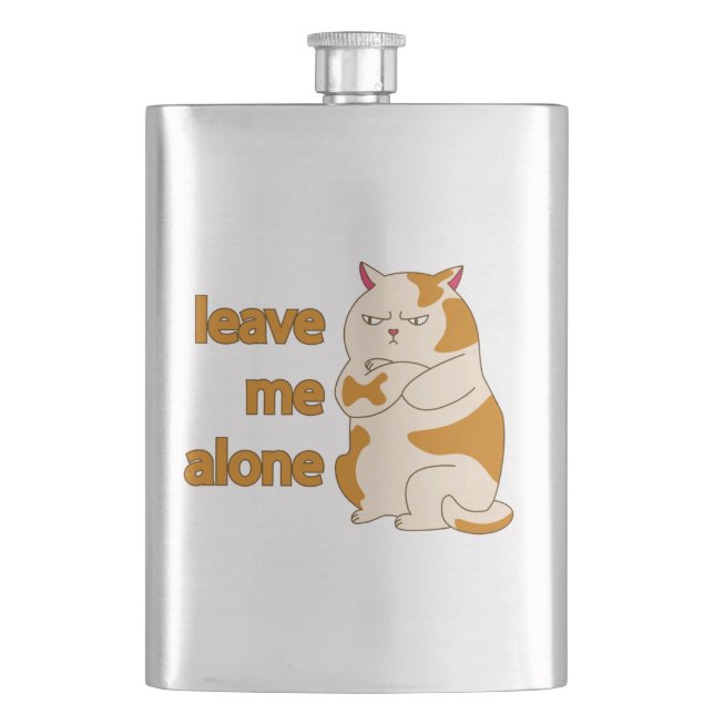 Moody fat cat leave me alone  flask (Front)