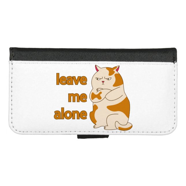 Moody fat cat leave me alone iPhone wallet case (Front (Horizontal))