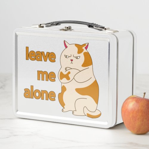 Moody fat cat leave me alone metal lunch box