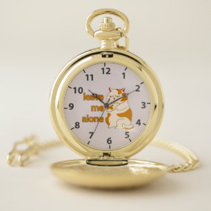 Moody fat cat leave me alone pocket watch