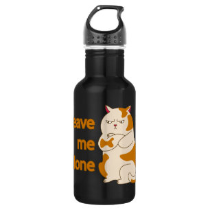 Moody fat cat leave me alone stainless steel water bottle