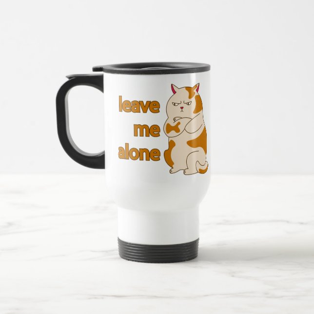 Moody fat cat leave me alone travel mug (Left)