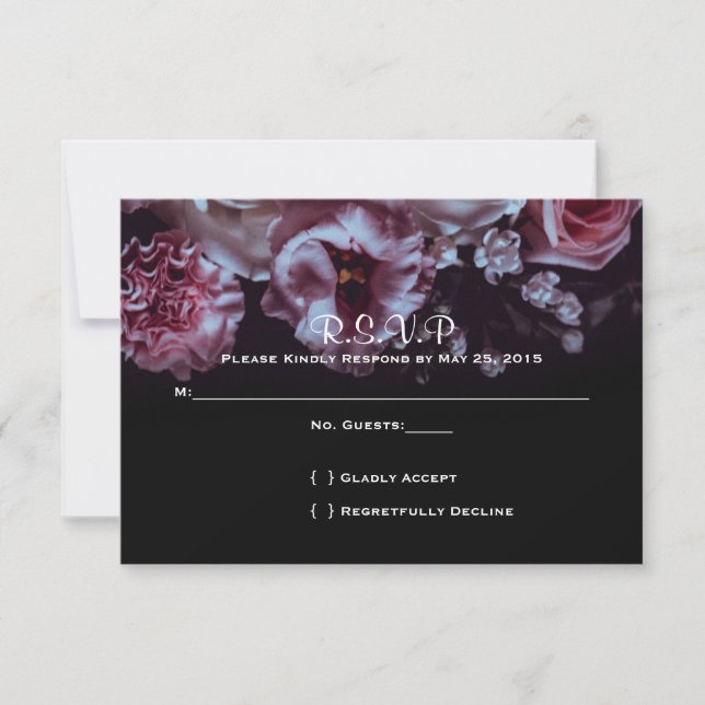 Moody Floral and Black Wedding RSVP (Front)