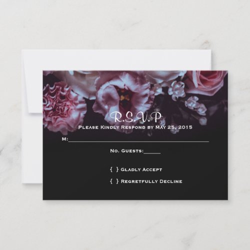 Moody Floral and Black Wedding RSVP