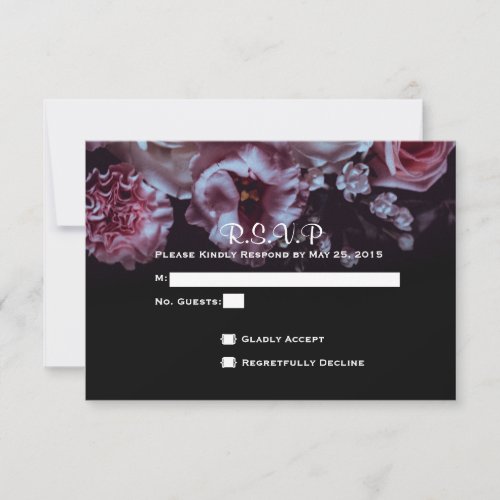 Moody Floral and Black Wedding RSVP Choice 2