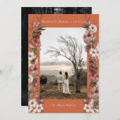 Moody Floral Autumn Photo Terracotta Save the Date Invitation (Front/Back)
