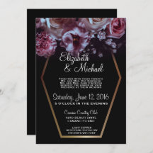 Moody Floral & Black Wedding Invitation