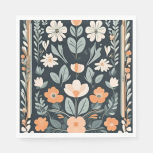 Moody Floral Botanical Pattern Dark Napkins