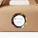 Moody Floral Burgundy Wedding  Classic Round Sticker<br><div class="desc">#zazzlemade</div>