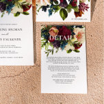 Moody Floral Burgundy Wedding details Enclosure Card<br><div class="desc">#zazzlemade</div>