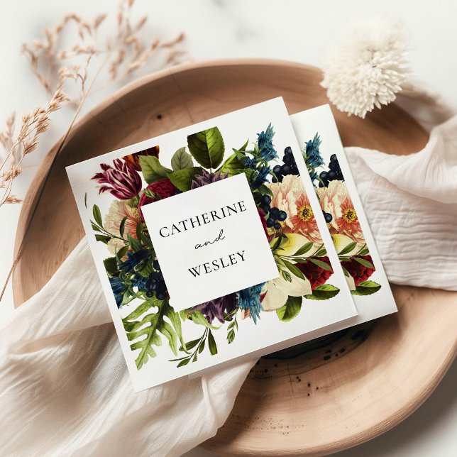 Moody Floral Burgundy Wedding  Napkins (Creator Uploaded)