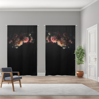 Moody Floral Chrysanthemum  Blackout Curtains