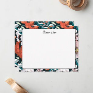 Moody Floral Custom Name Stationery Note Card