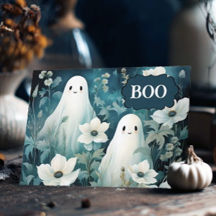 Moody Floral Ghosts Halloween Holiday Card