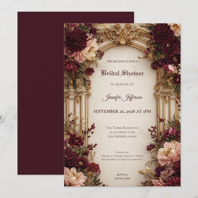 Moody Floral Gothic Bridal Shower invitation (Front/Back)
