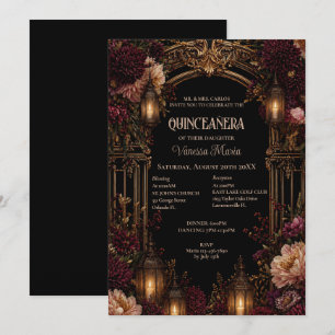 Moody Floral Gothic Quinceanera Invitat Invitation
