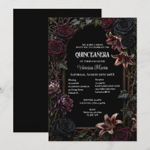 Moody Floral Gothic Quinceanera Invitat Invitation